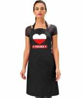 Polen hart vlag barbecueschort keukenschort zwart trend