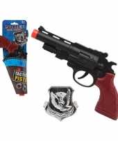 Politie speelgoed pistool pistolen zwart 27 cm trend