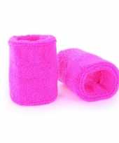 Pols zweetbandjes neon roze voor volwassenen 2 stuks trend