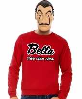 Rode bella ciao sweater met la casa de papel masker heren trend