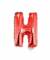 Rode letterballon h op stokje 41 cm trend