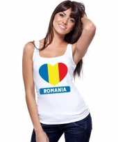 Roemenie hart vlag singlet-shirt tanktop wit dames trend