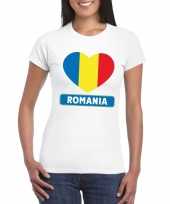 Roemenie hart vlag t-shirt wit dames trend