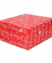 Rollen inpakpapier cadeaupapier rood met happy birthday tekst 200 x 70 cm trend