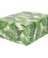 Rollen inpakpapier cadeaupapier wit met groene bladeren design 200 x 70 cm trend
