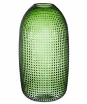 Ronde vaas van groen glas 36 cm transparant glas trend