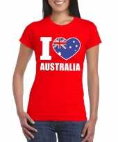 Rood i love australie fan shirt dames trend
