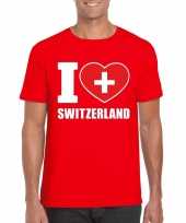Rood i love zwitserland fan shirt heren trend