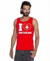 Rood i love zwitserland fan singlet-shirt tanktop heren trend