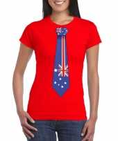 Rood t-shirt met australie vlag stropdas dames trend