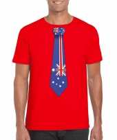 Rood t-shirt met australie vlag stropdas heren trend