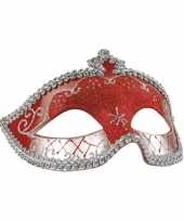 Rood zilver oogmasker met glitters voor dames trend