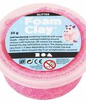 Roze foam glitter klei 35 gram trend