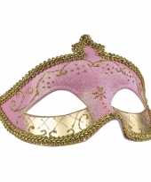 Roze goud oogmasker met glitters voor dames trend