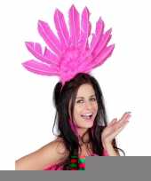 Roze haarband met veren voor dames trend