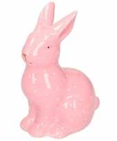 Roze haas konijn dierenbeeldje 15 cm trend