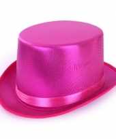 Roze hoge hoed metallic voor volwassenen trend