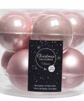 Roze kerstversiering kerstballen set 16 stuks glas 7 cm trend