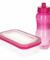 Roze lunchbox en drinkfles 0 5l trend