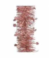 Roze sterren kerstslinger 10 cm breed x 270 cm kerstversiering trend