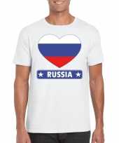 Rusland hart vlag t-shirt wit heren trend