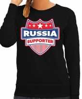Rusland russia schild supporter sweater zwart voor dames trend
