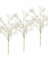 Set van 7x stuks kunstbloemen gipskruid takken wit 65 cm trend