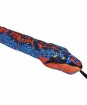 Slangen speelgoed artikelen slang knuffelbeest blauw oranje 137 cm trend