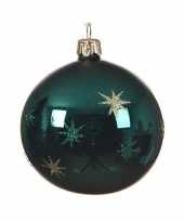 Smaragd groene kerstversiering kerstballen met ster van glas trend