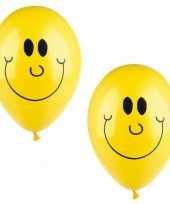 Smiley helium balonnen 10 stuks geel trend