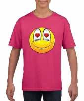 Smiley t-shirt verliefd roze kinderen trend