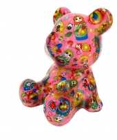 Spaarpot beer roze met russische baboesjka poppetjes 16 cm trend