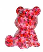 Spaarpot beer roze met vlinder print 16 cm trend