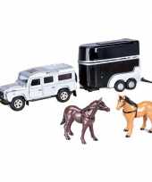 Speelgoed auto land rover zilver met trailer trend
