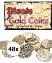 Speelgoed gouden piraat munten 48 stuks trend
