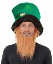 St patricks day groene hoed met baard voor volwassenen trend