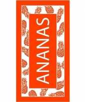 Strandlaken badlaken oranje wit ananas 90 x 170 cm trend