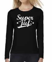 Super juf cadeau t-shirt long sleeve zwart voor dames trend