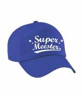 Super meester cadeau pet cap blauw voor heren trend