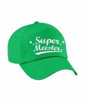 Super meester cadeau pet cap groen voor heren trend