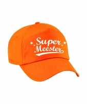 Super meester cadeau pet cap oranje voor heren trend
