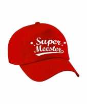 Super meester cadeau pet cap rood voor heren trend
