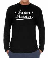 Super meester cadeau t-shirt long sleeves zwart heren trend