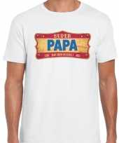 Super papa cadeau kado t-shirt vintage wit voor heren trend