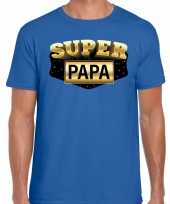 Super papa cadeau t-shirt blauw voor heren trend 10179296