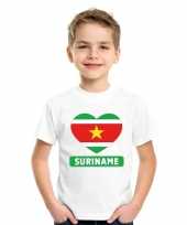 Suriname hart vlag t-shirt wit jongens en meisjes trend