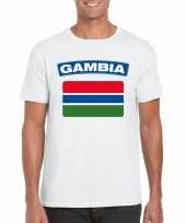 T shirt met gambiaanse vlag wit heren trend