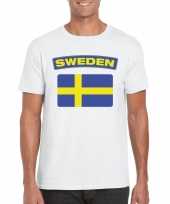 T shirt met zweedse vlag wit heren trend