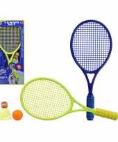Tennis badminton set beachball set blauw groen met bal en shuttle voor kinderen trend