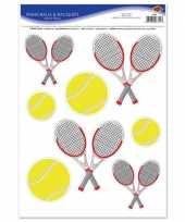 Tennisbaan stickers tennisbal en rackets trend